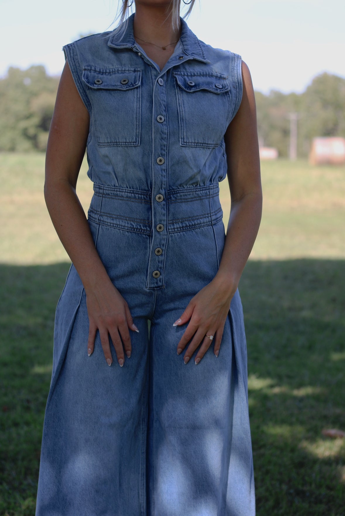 Barefoot Blue Jean Night Jumpsuit- Medium