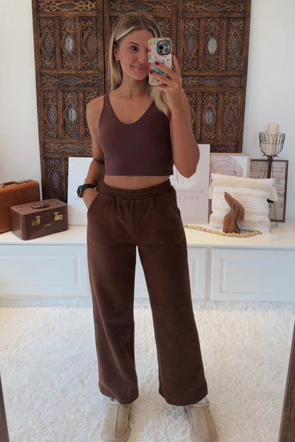 Southwest Wide Leg Sweatpants - Chocolate