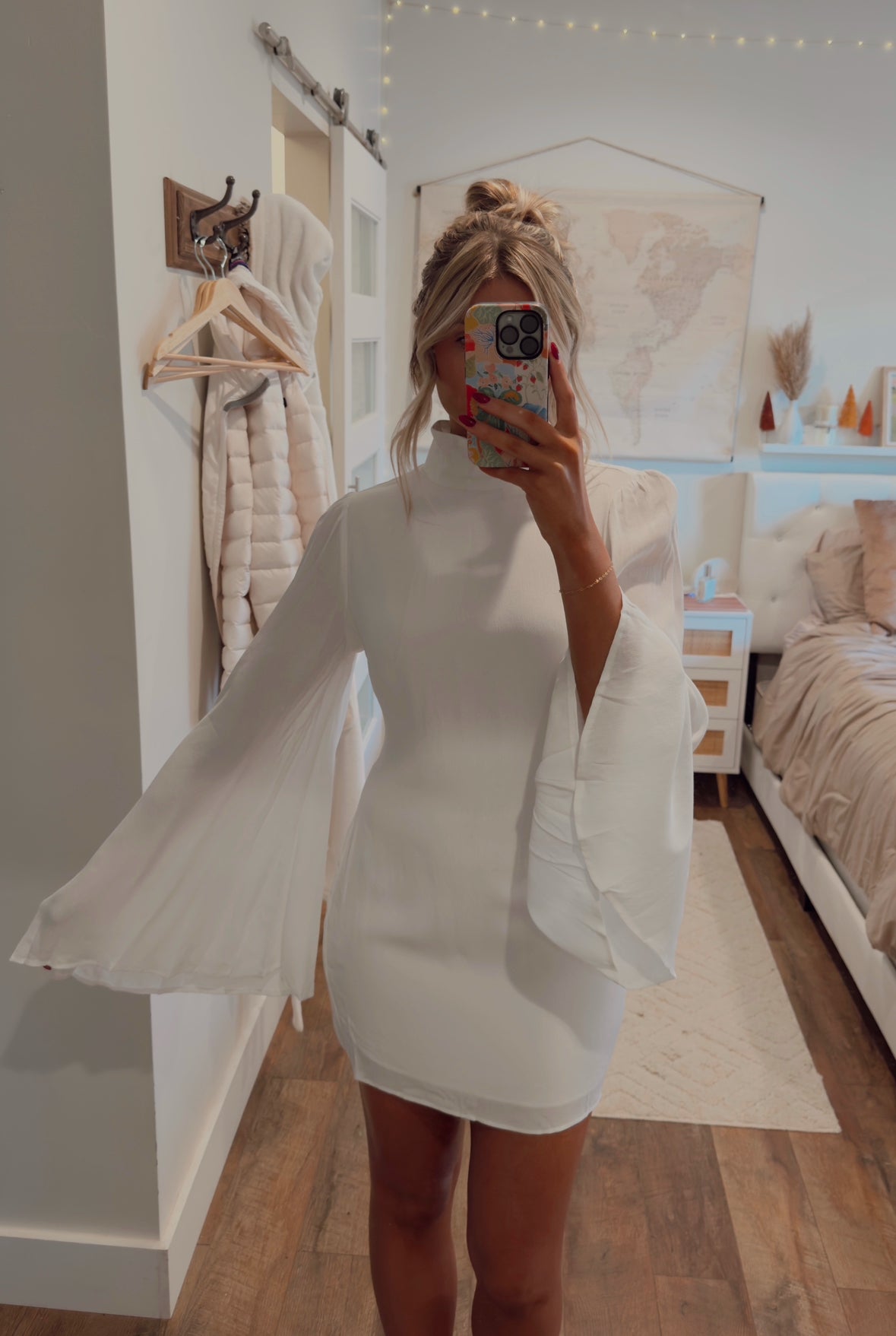 *PRE ORDER* Marry Me Mock Neck Mini Dress- White 1/27