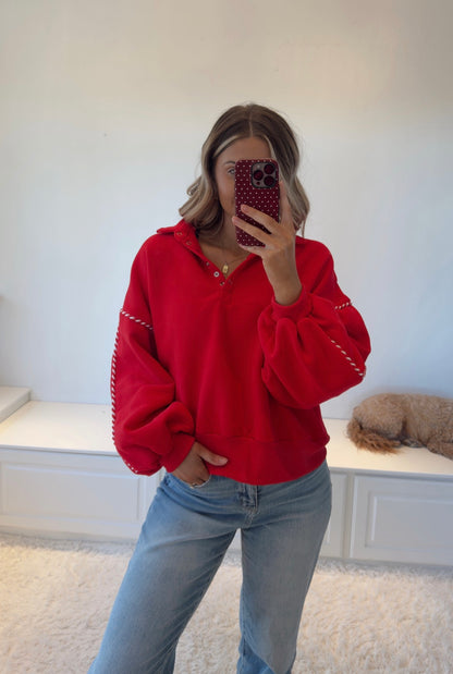 Candy Cane Lane Pullover - Red