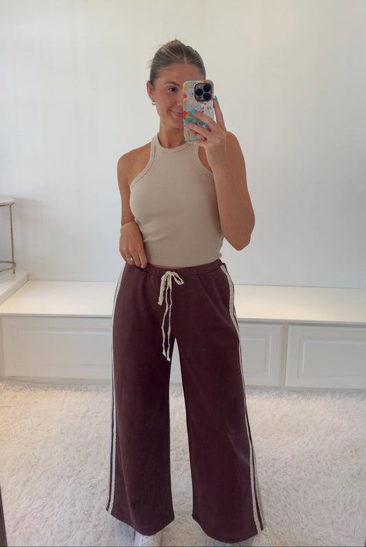 Layover Lace Sweatpants- Chocolate