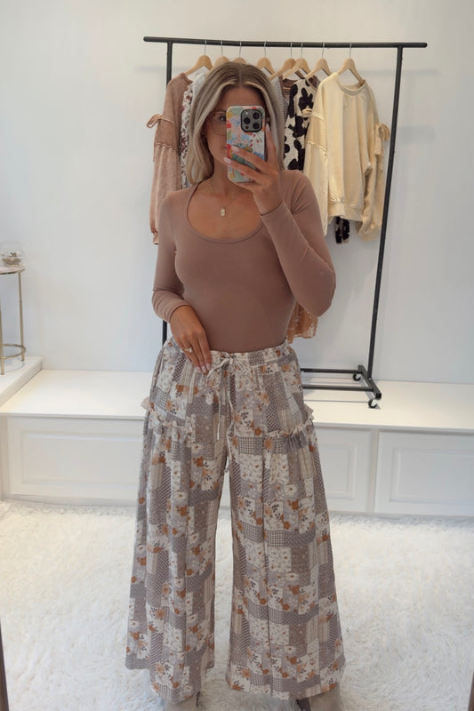 Delanie Patchwork Pants- Ash Violet