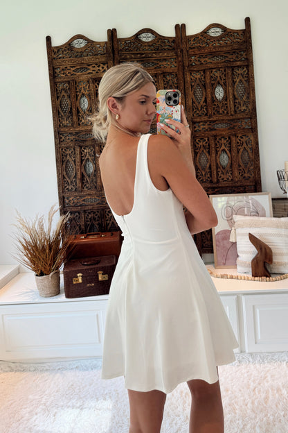 Sweet Nothing Skater Mini Skater Dress- Ivory Wandering Rhodes Boutique Sweet Nothing Skater Mini Skater Dress- Ivory Wandering Rhodes Boutique