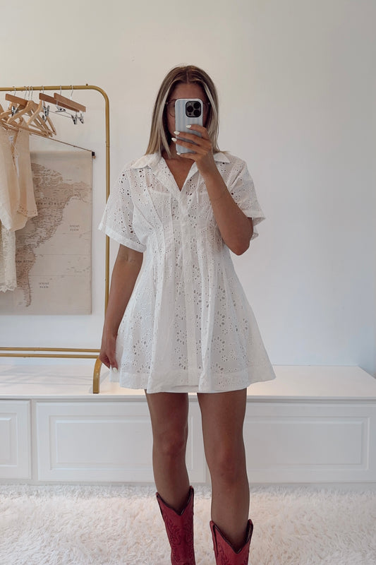 Magnolia Eyelet Mini Dress- Off White