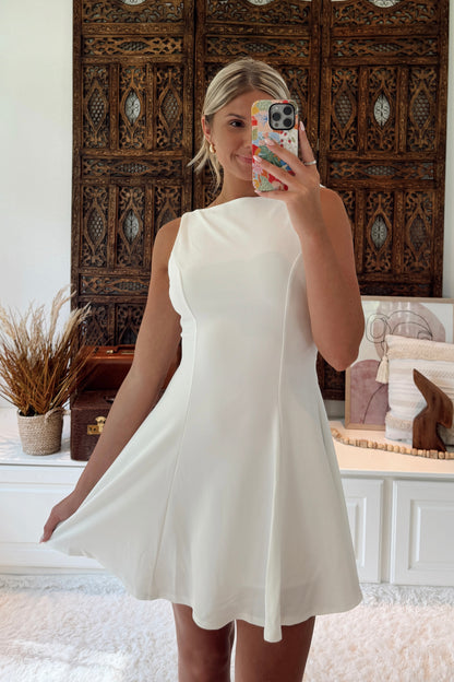 Sweet Nothing Skater Mini Skater Dress- Ivory Wandering Rhodes Boutique Sweet Nothing Skater Mini Skater Dress- Ivory Wandering Rhodes Boutique