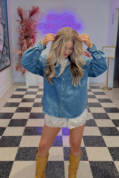 Darling Lace Satin Shorts- Ecru