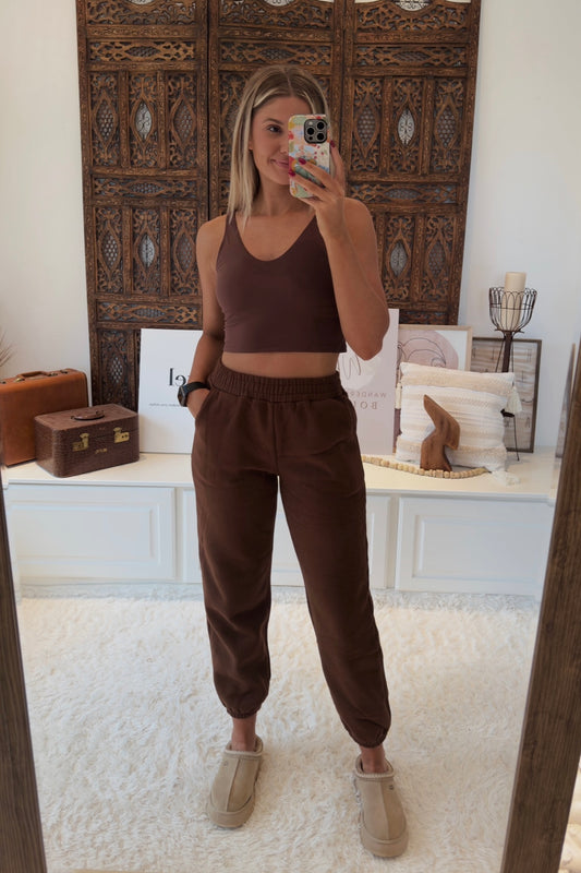 Southwest Fleece Jogger Sweatpants- Chocolate