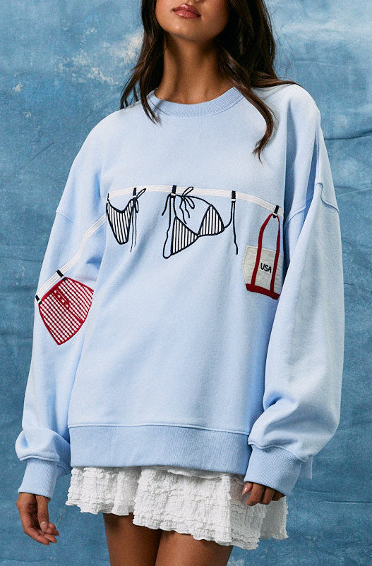 Shoreline Daydream Sweatshirt- Light Blue