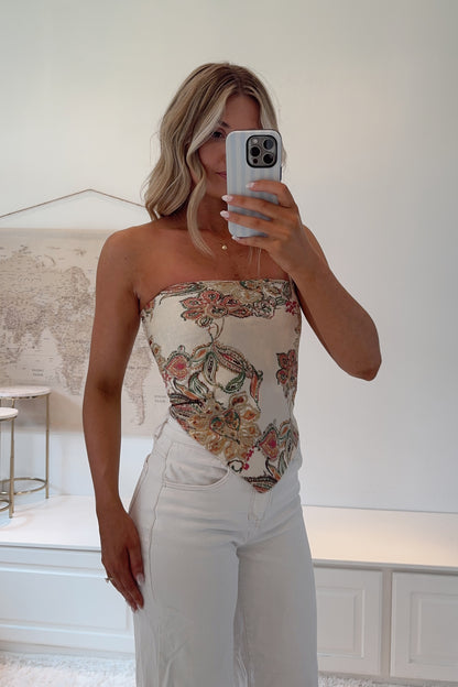 Positano Paisley Top- Vanilla