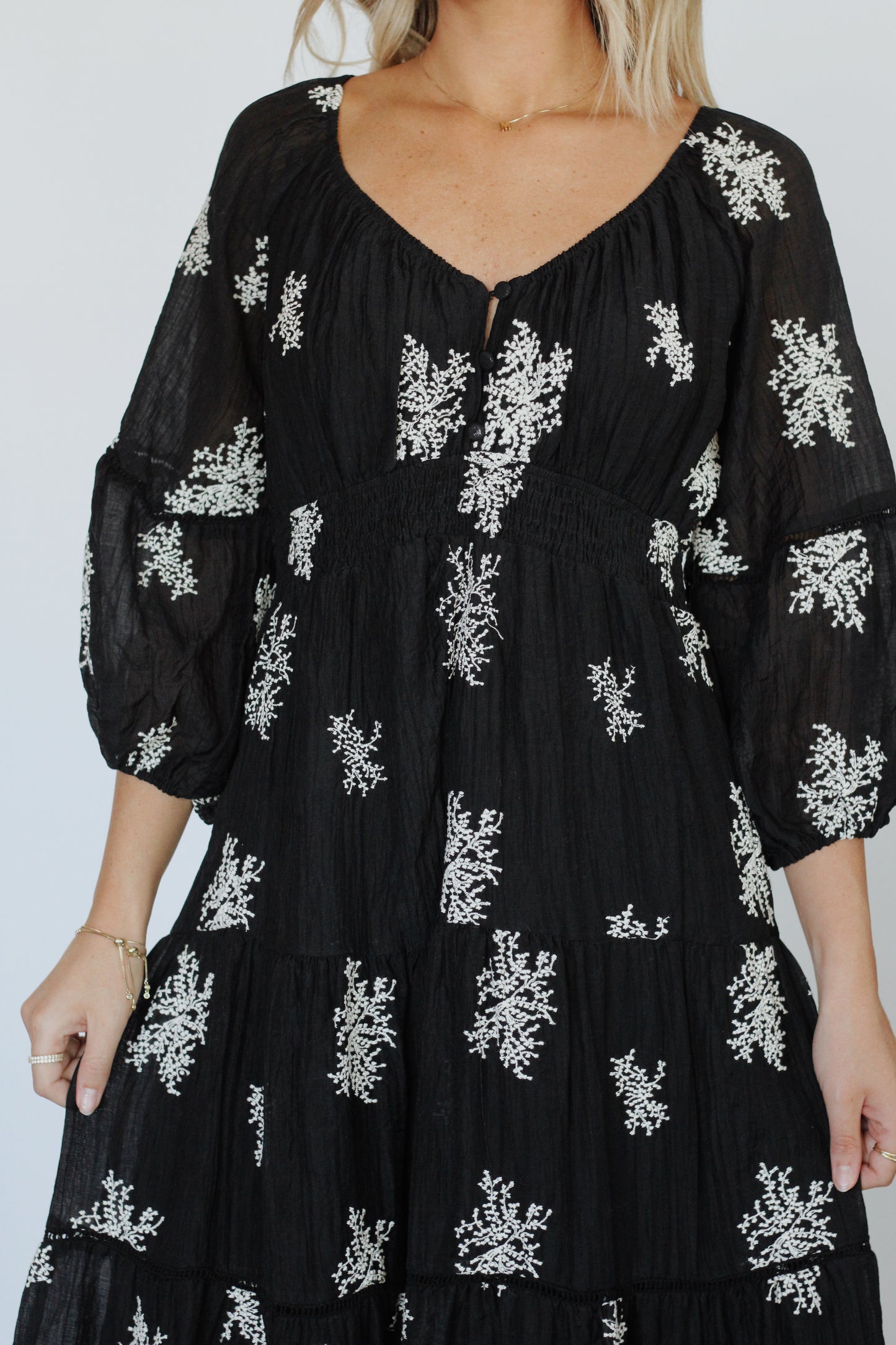 Burlington Embroidery Maxi Dress- Black