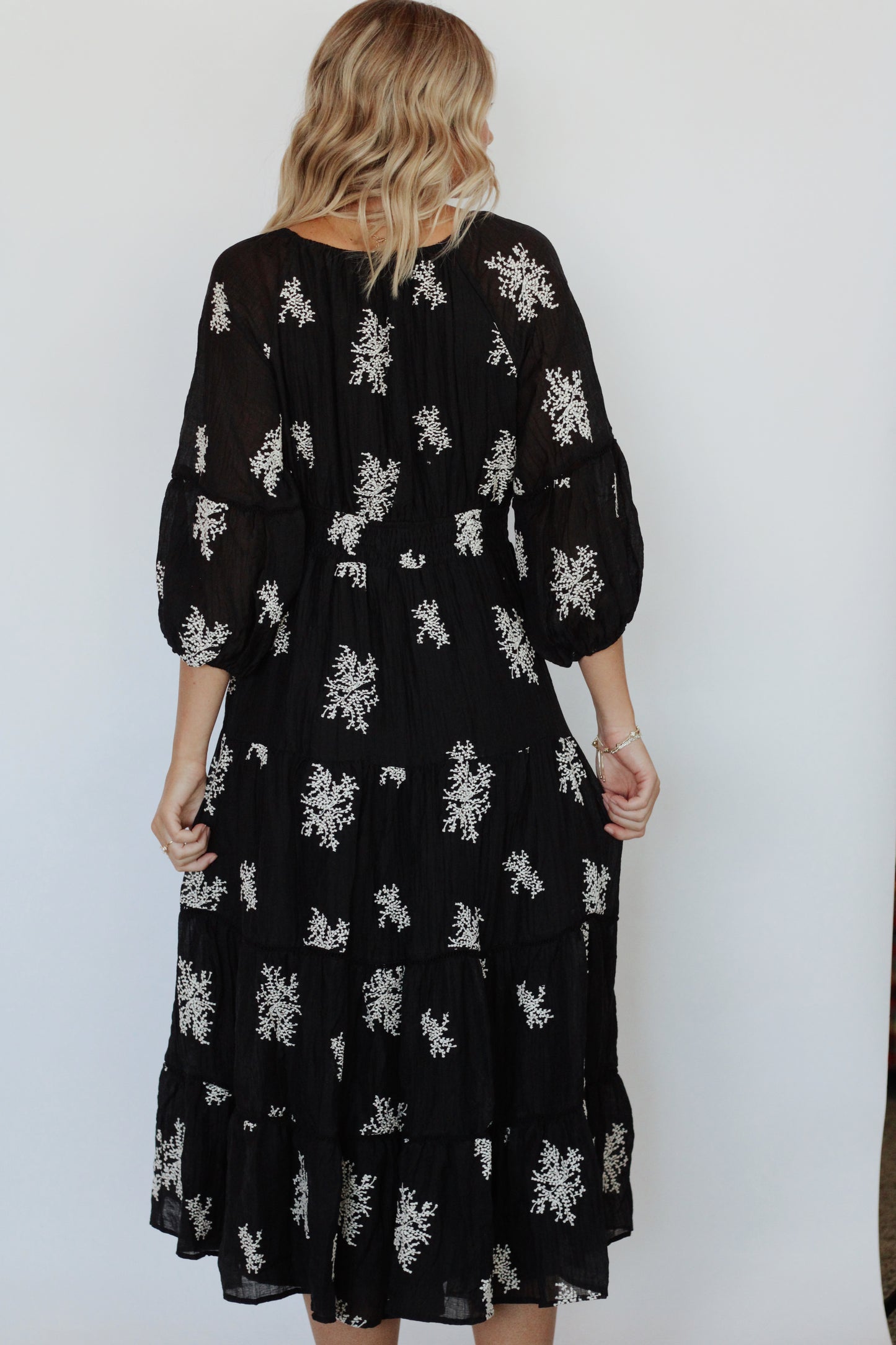 Burlington Embroidery Maxi Dress- Black