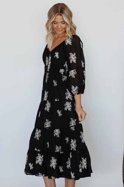 Burlington Embroidery Maxi Dress- Black