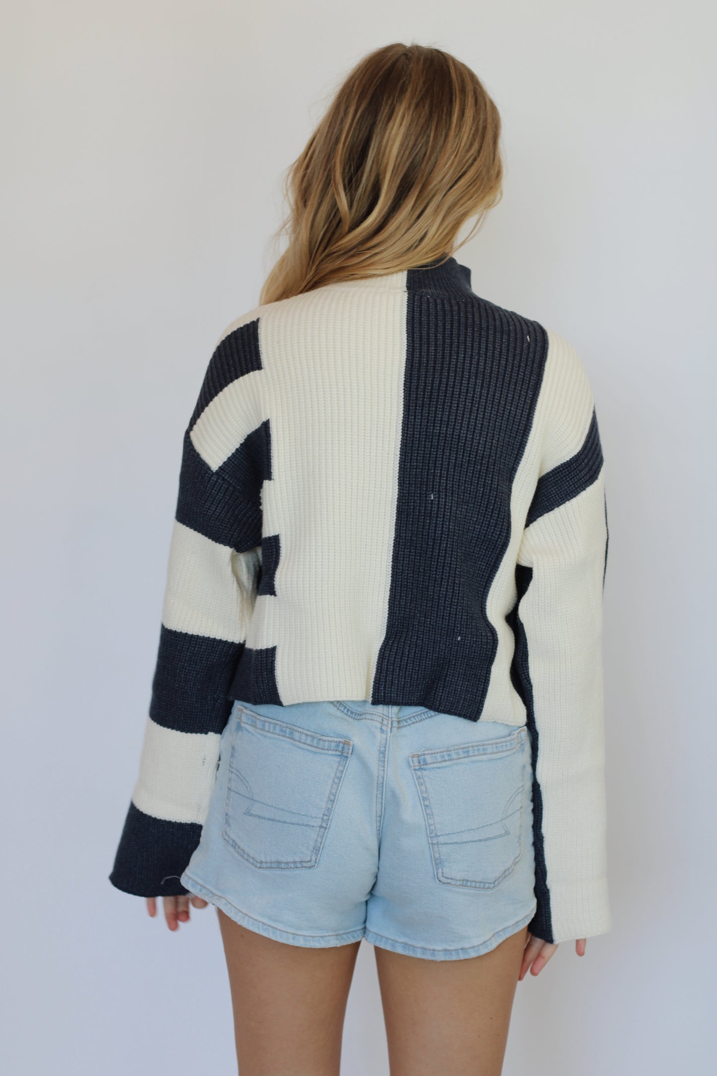 Camden Color Block Sweater- Navy/Ivory