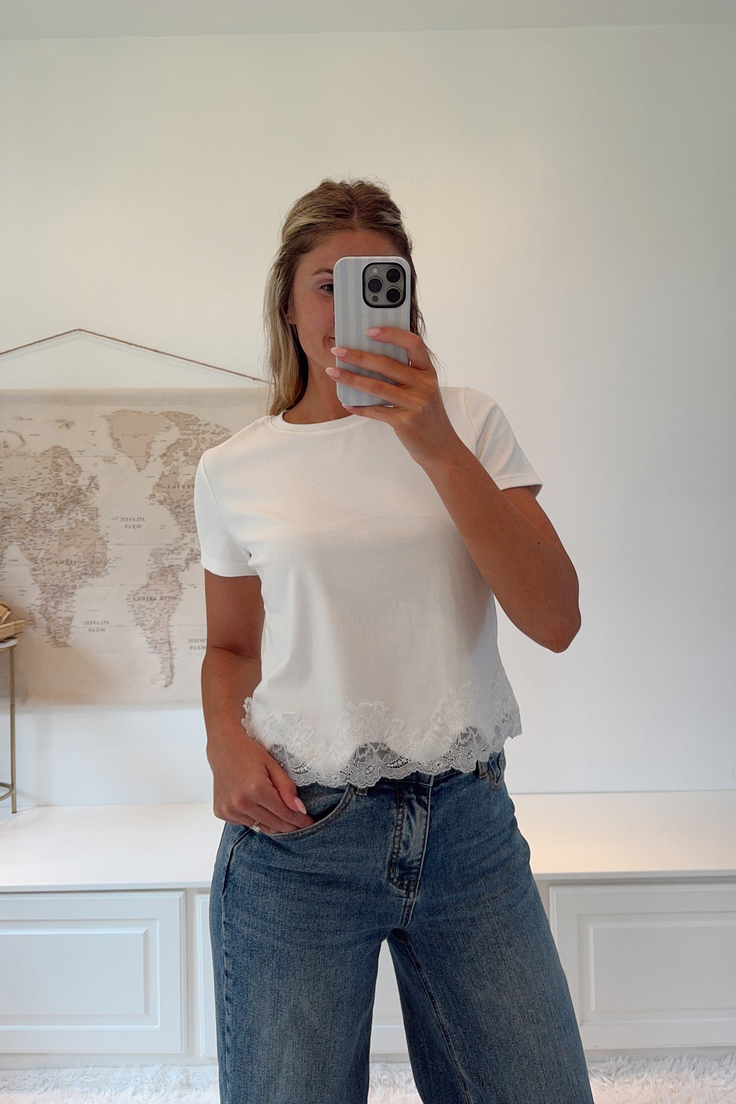 Jordan Lace Trim Tee- White