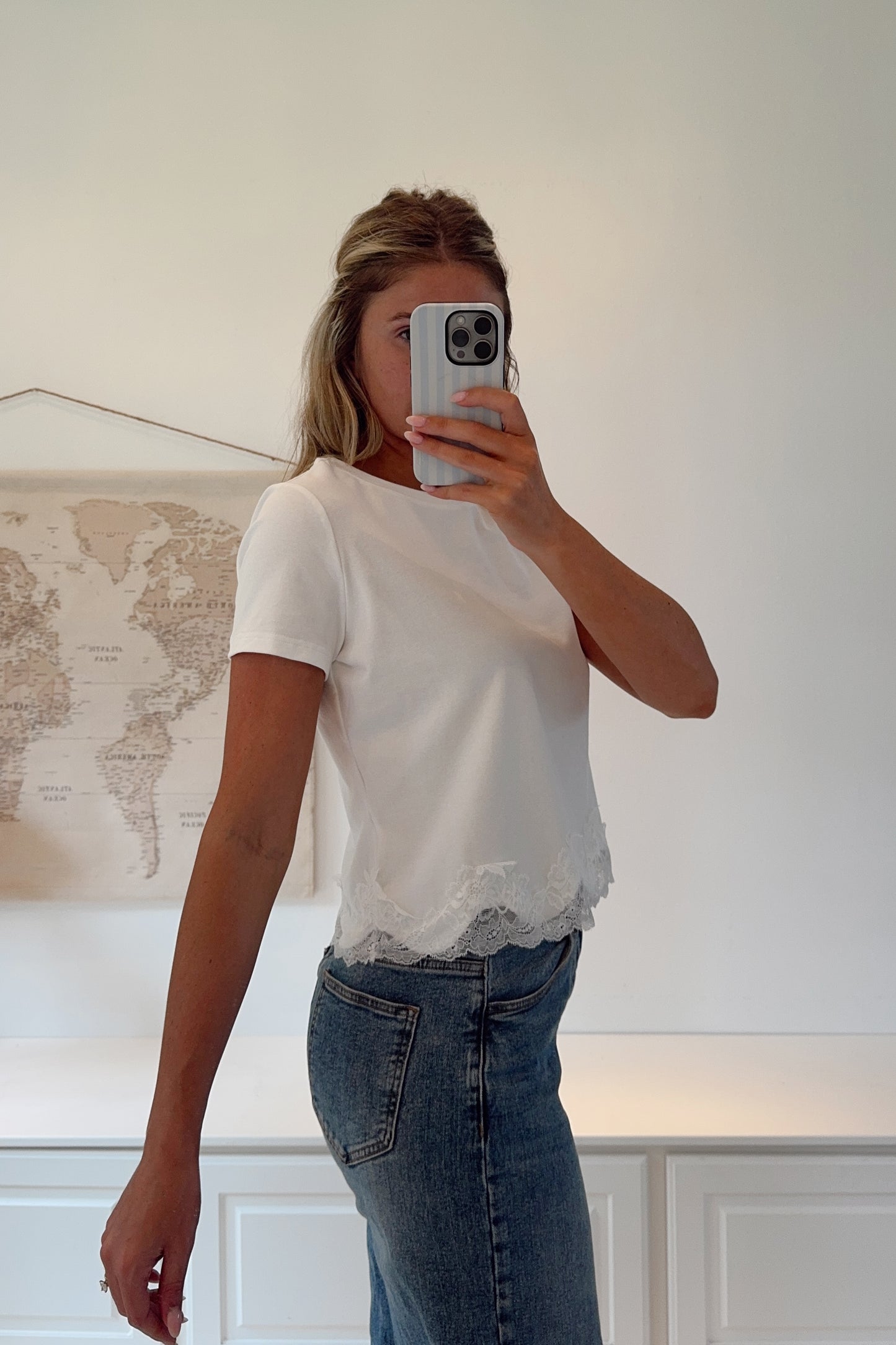 Jordan Lace Trim Tee- White
