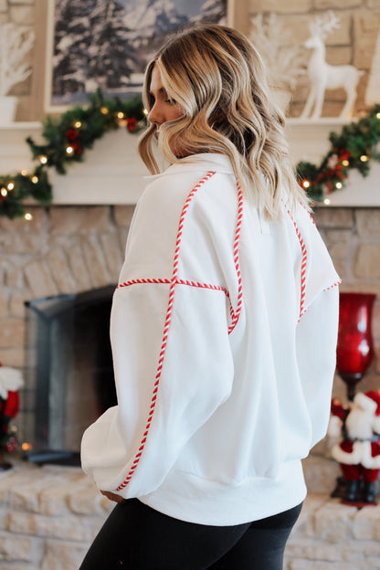 Candy Cane Lane Pullover- White