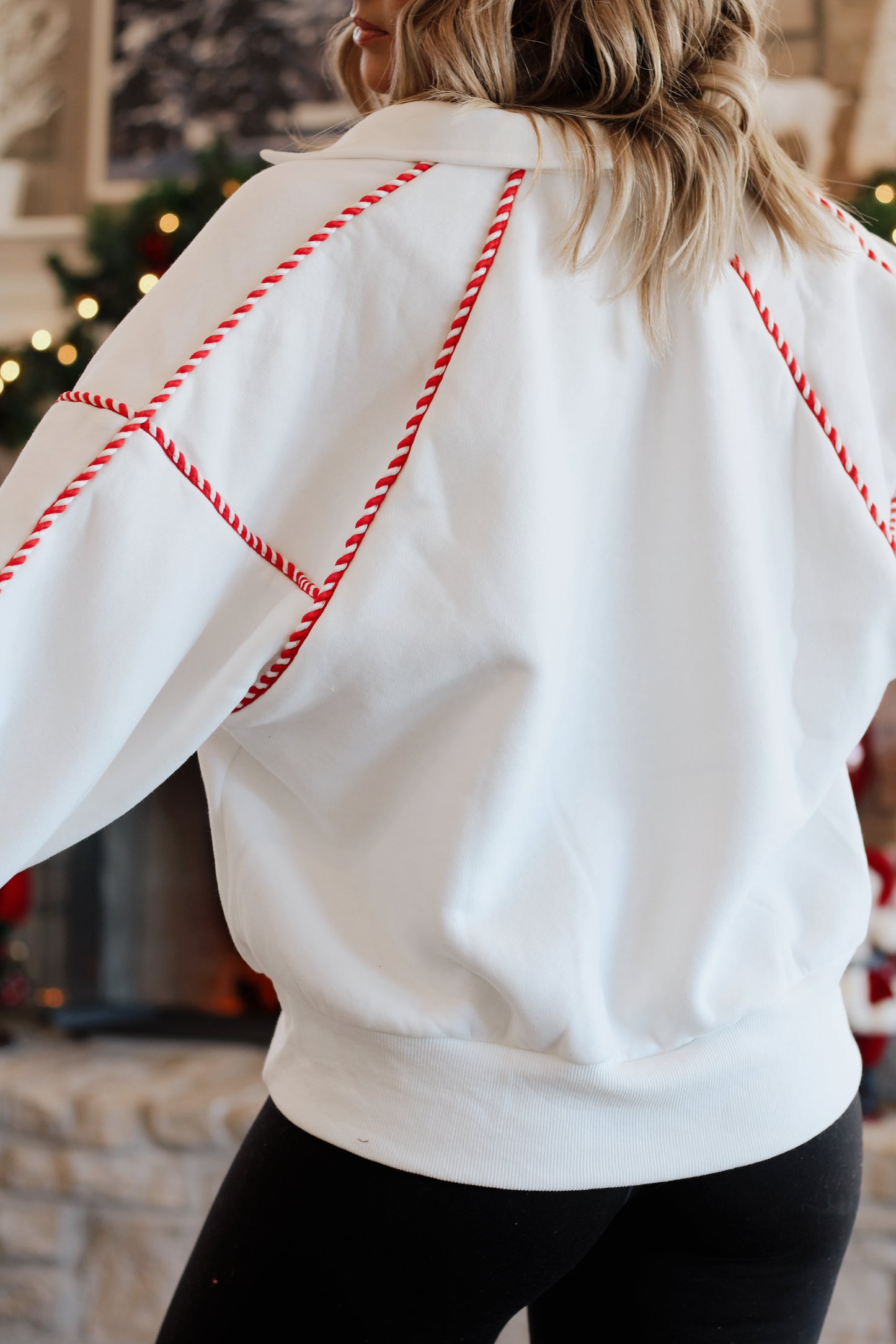 Candy Cane Lane Pullover- White