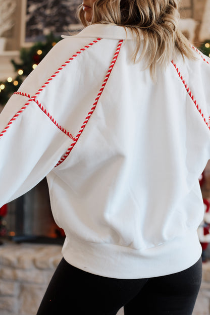 Candy Cane Lane Pullover- White
