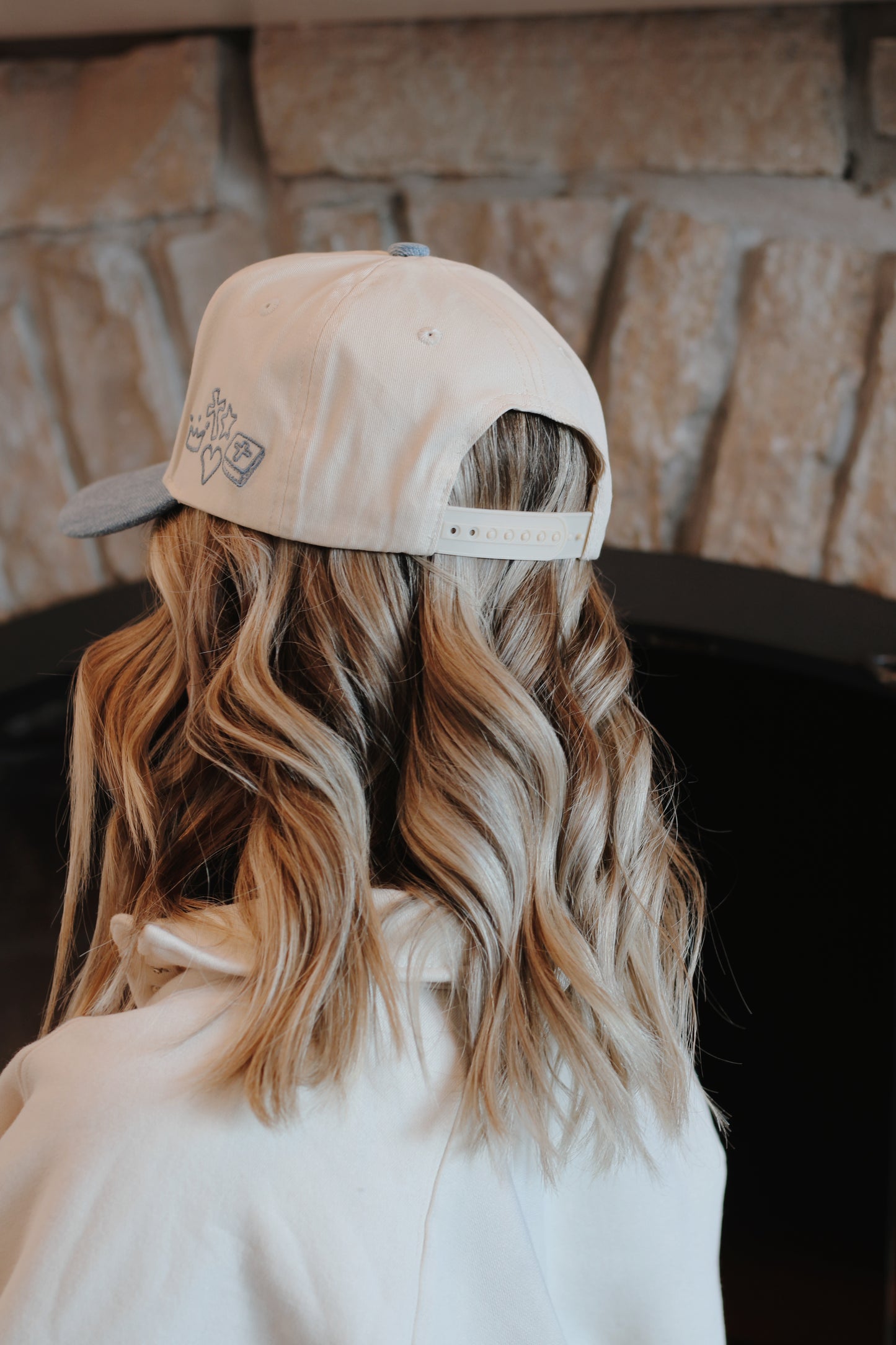 Jesus is King Hat- Cream/Denim