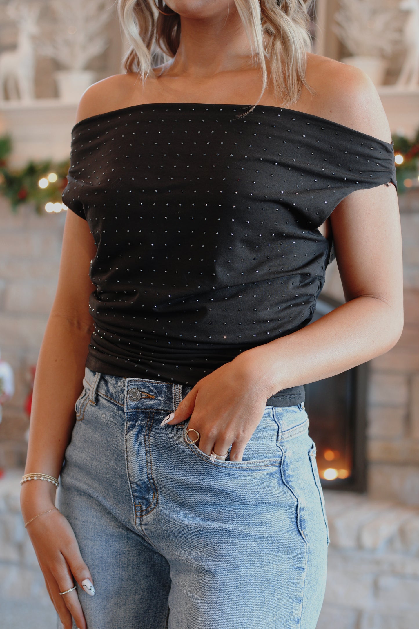 Midnight Sparkle Top- Black