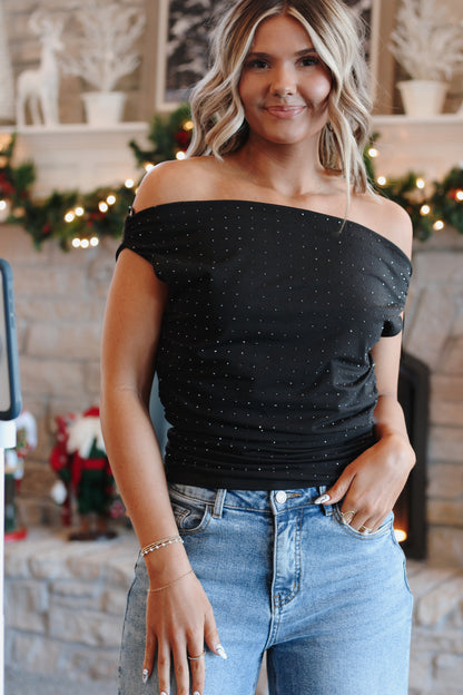 Midnight Sparkle Top- Black