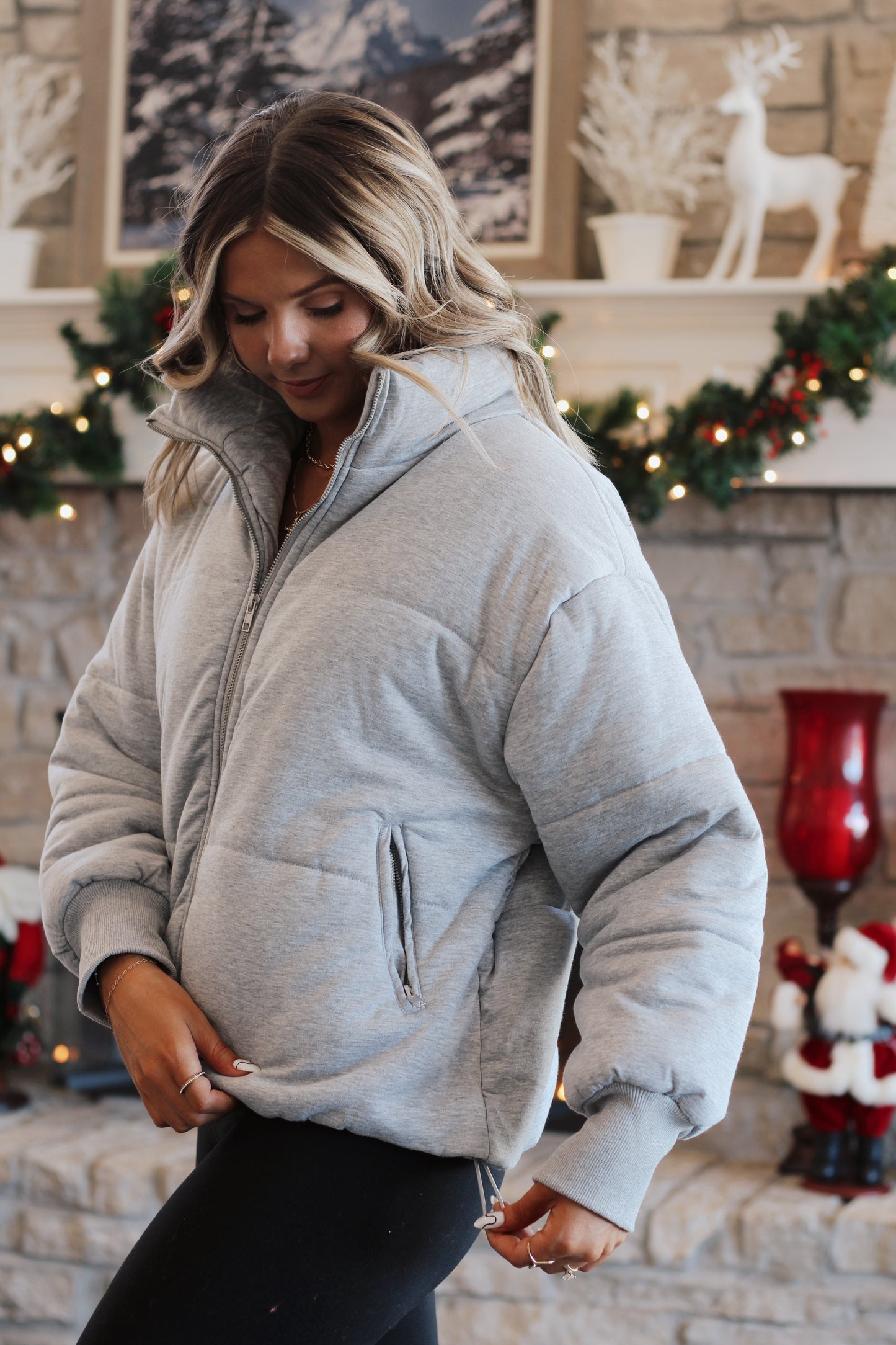 Snowball Jersey Puffer- Gray