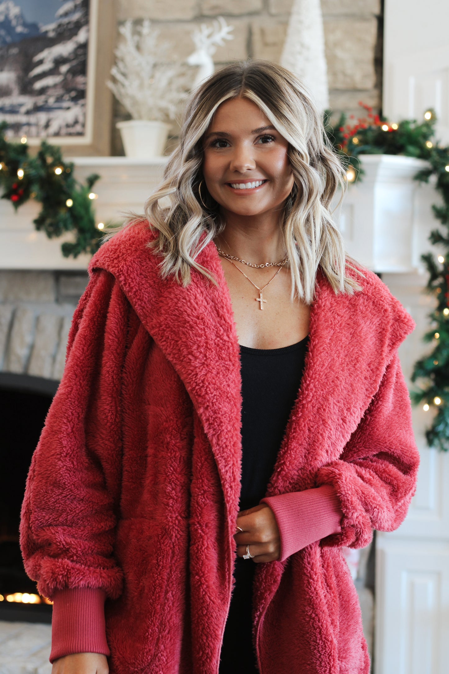 Fireside Fuzzy Jacket- Red