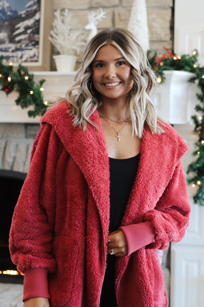 Fireside Fuzzy Jacket- Red