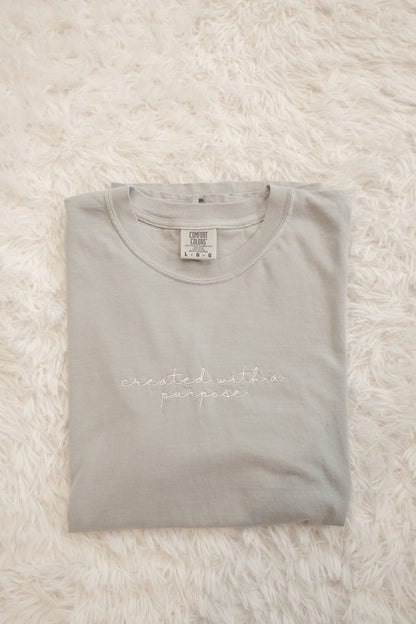 Created With A Purpose Embroidered Tee- Sage