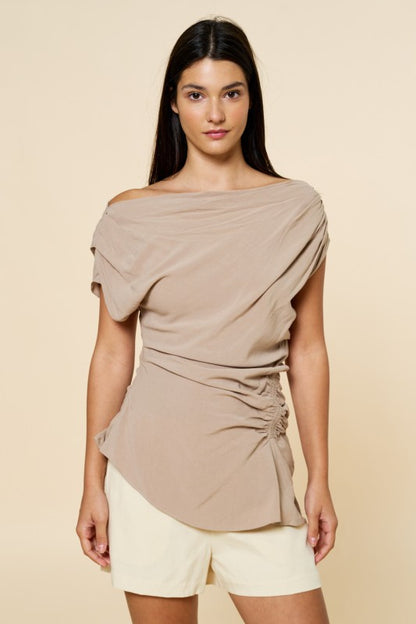 Ryman Ruched Top- Taupe
