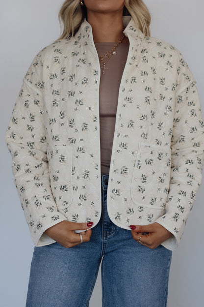 Devon Ditsy Floral Quilt Jacket- Cream