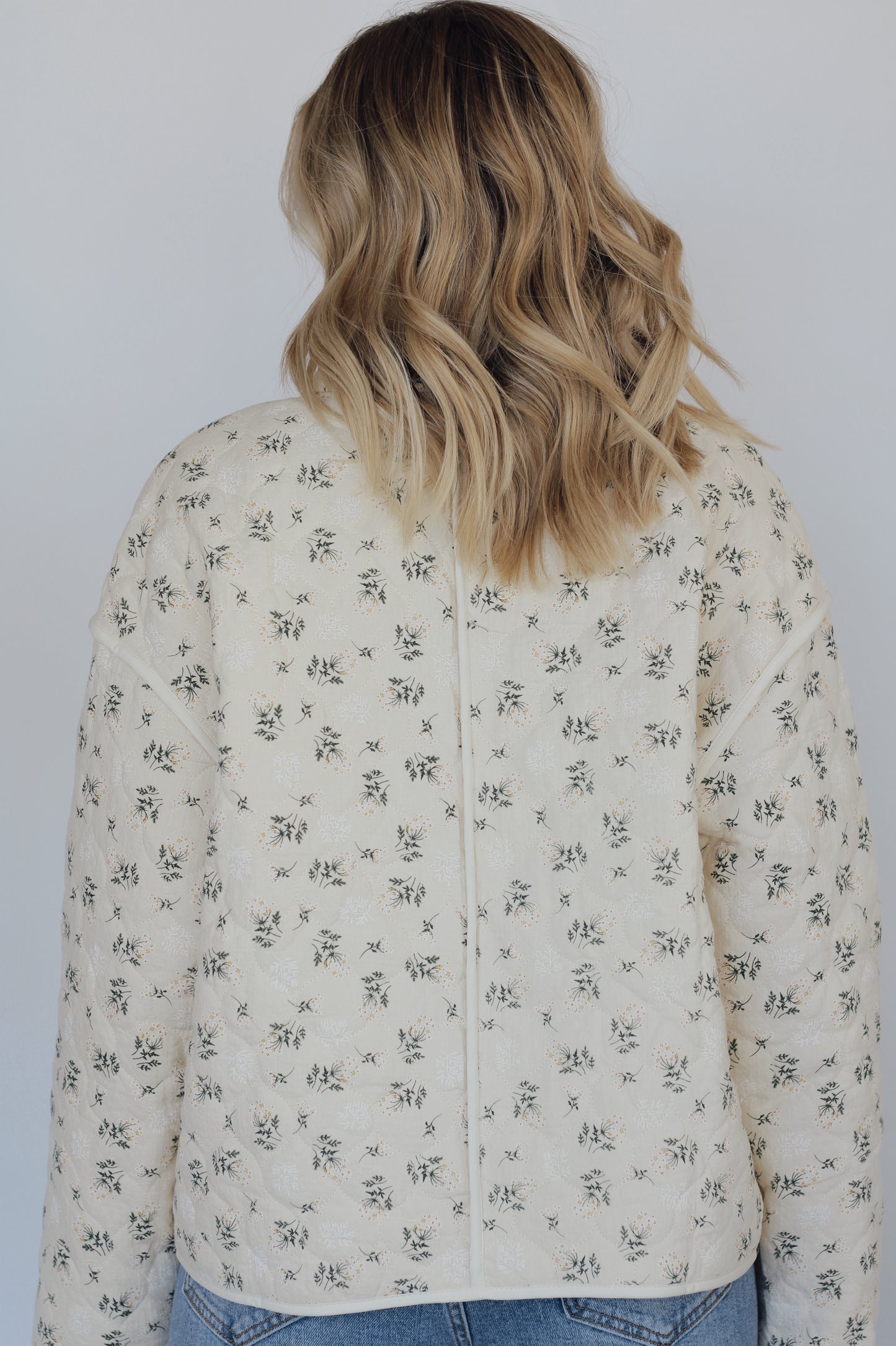 Devon Ditsy Floral Quilt Jacket- Cream