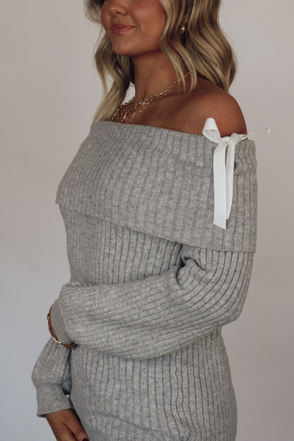 Bethany Bow Sweater- Gray