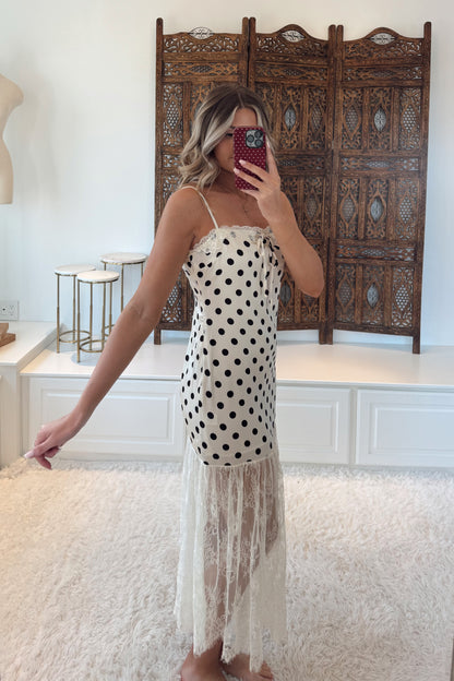 Dotty Darling Lace Dress- Cream