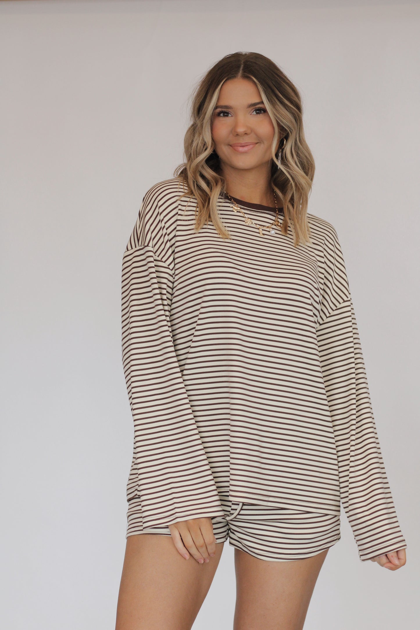 Soft Landing Stripe Set- Cream/Brown