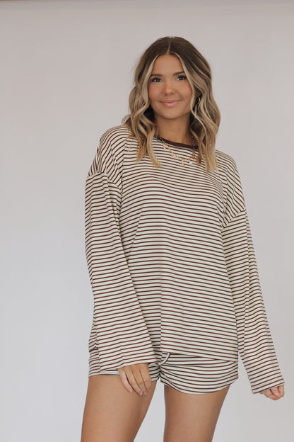 Soft Landing Stripe Set- Cream/Brown
