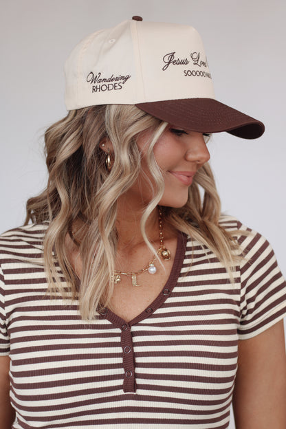 Jesus Loves You Soooo Much Hat- Brown/Natural