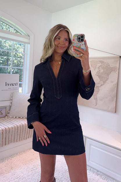 Telluride Denim Mini Dress- Dark Denim