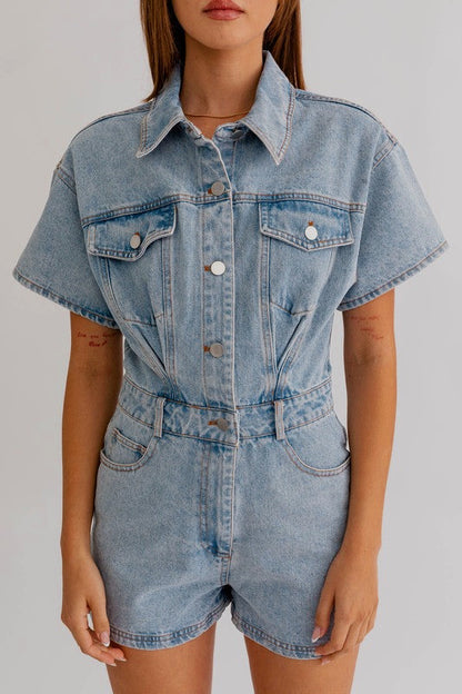 Sun Goes Down Denim Romper