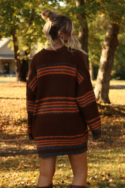 Blue Ridge Sweater Dress- Brown Multi