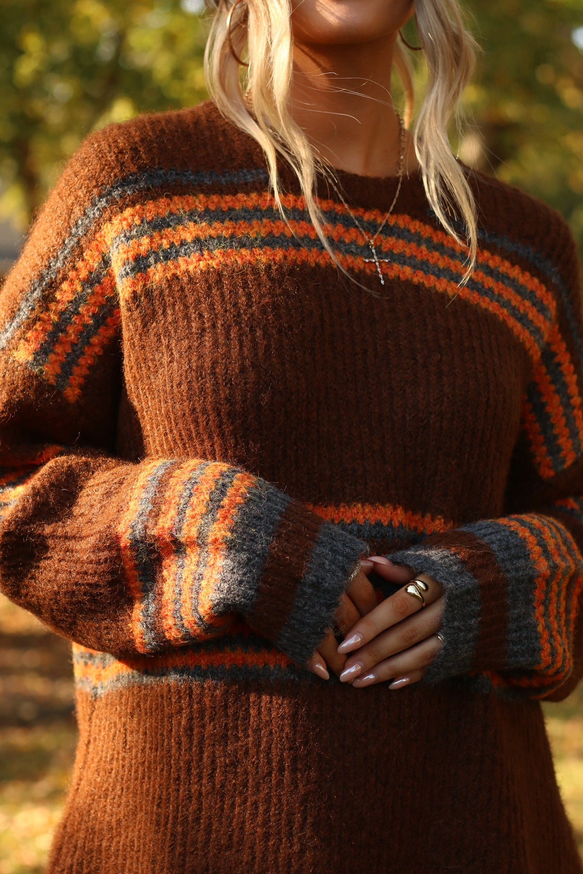 Blue Ridge Sweater Dress- Brown Multi