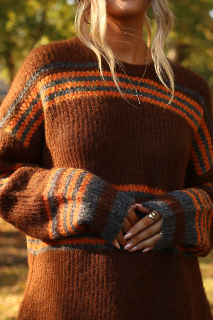 Blue Ridge Sweater Dress- Brown Multi