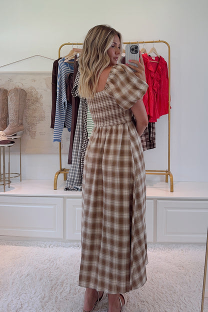 Miss Sullivan Smocked Maxi Dress- Latte