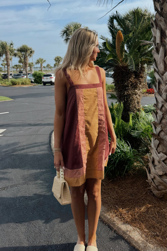 Bahama Breeze Mini Dress- Brown
