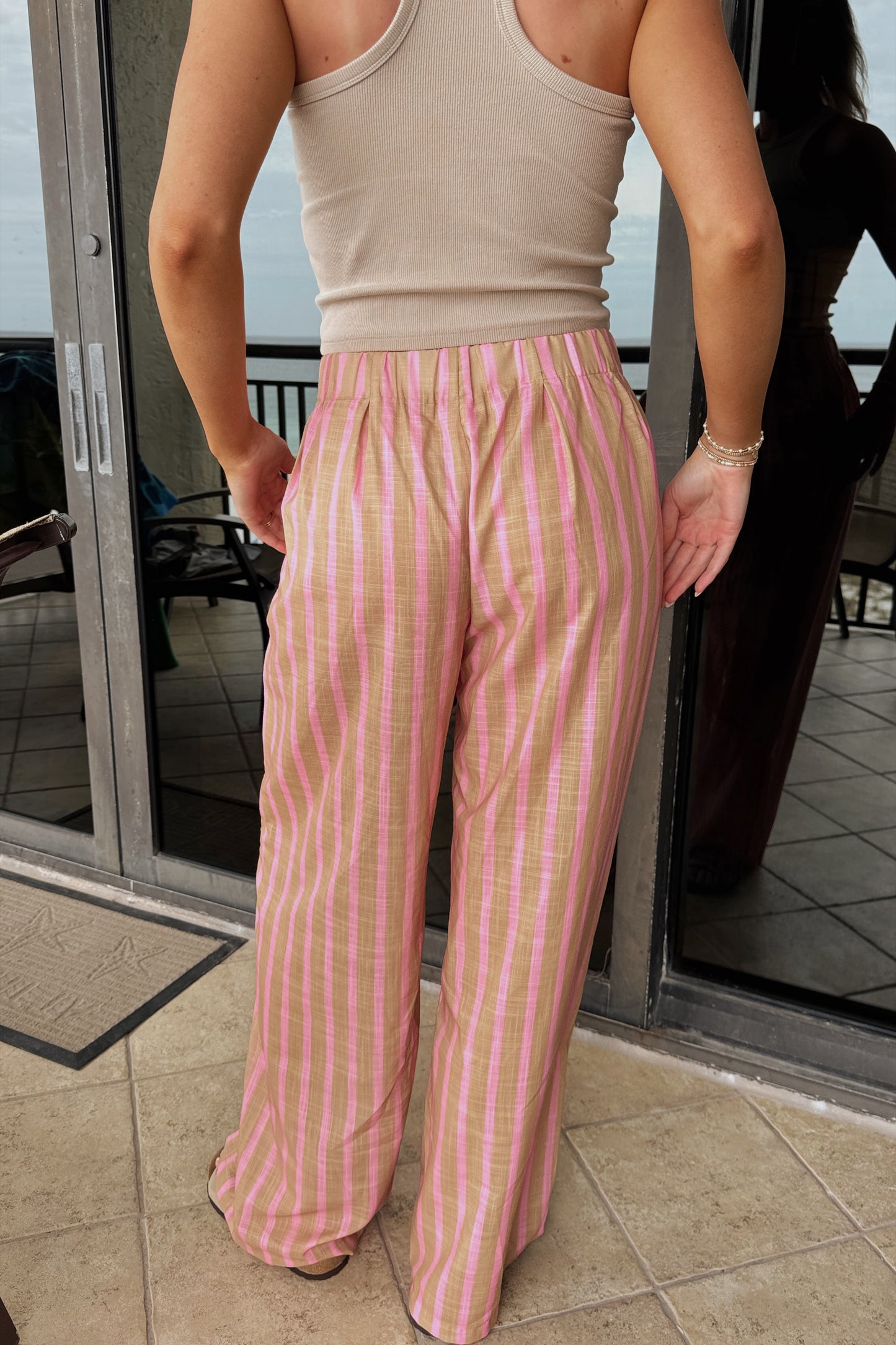 Sunset Sands Linen Pants- Pink/Taupe