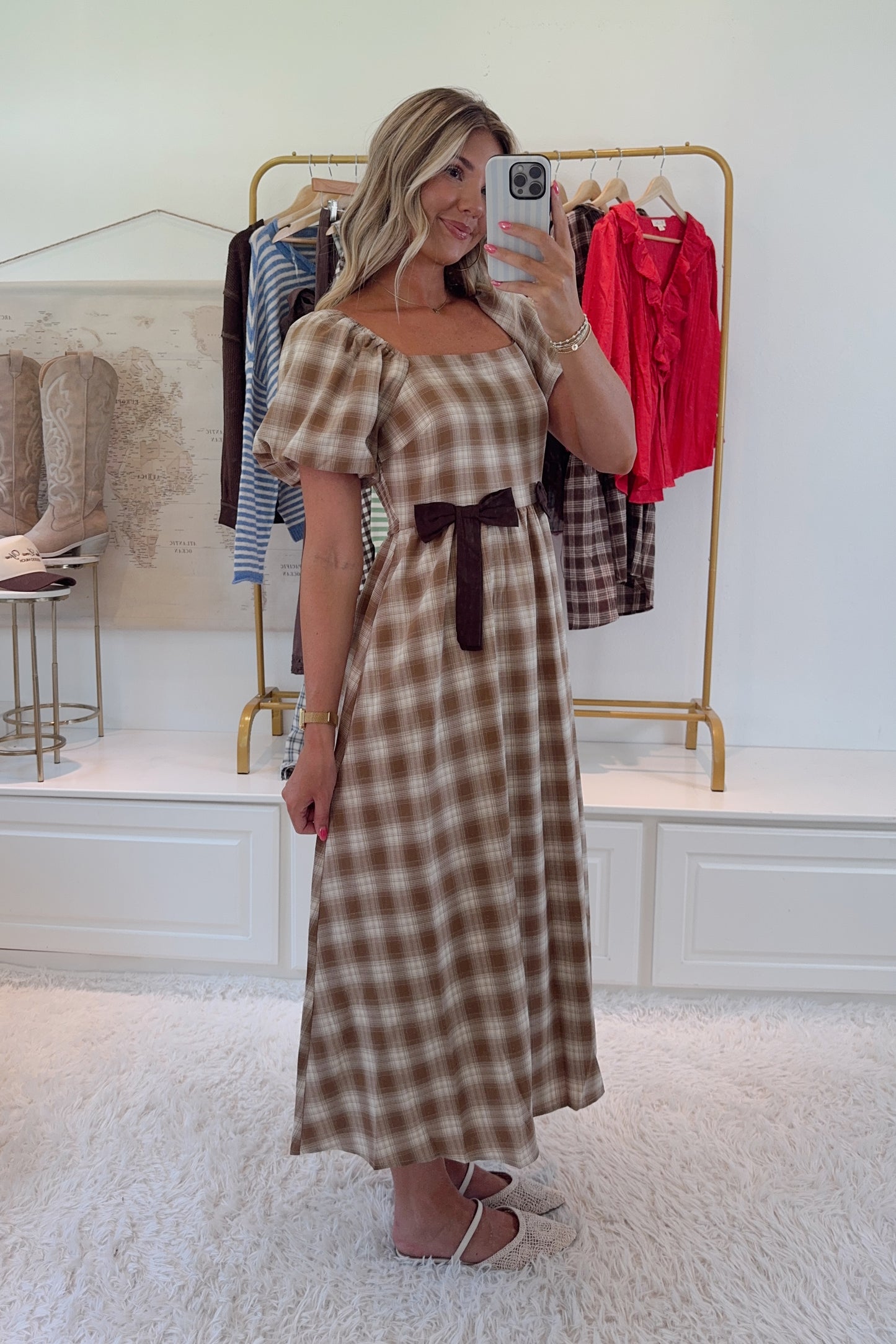 Miss Sullivan Smocked Maxi Dress- Latte
