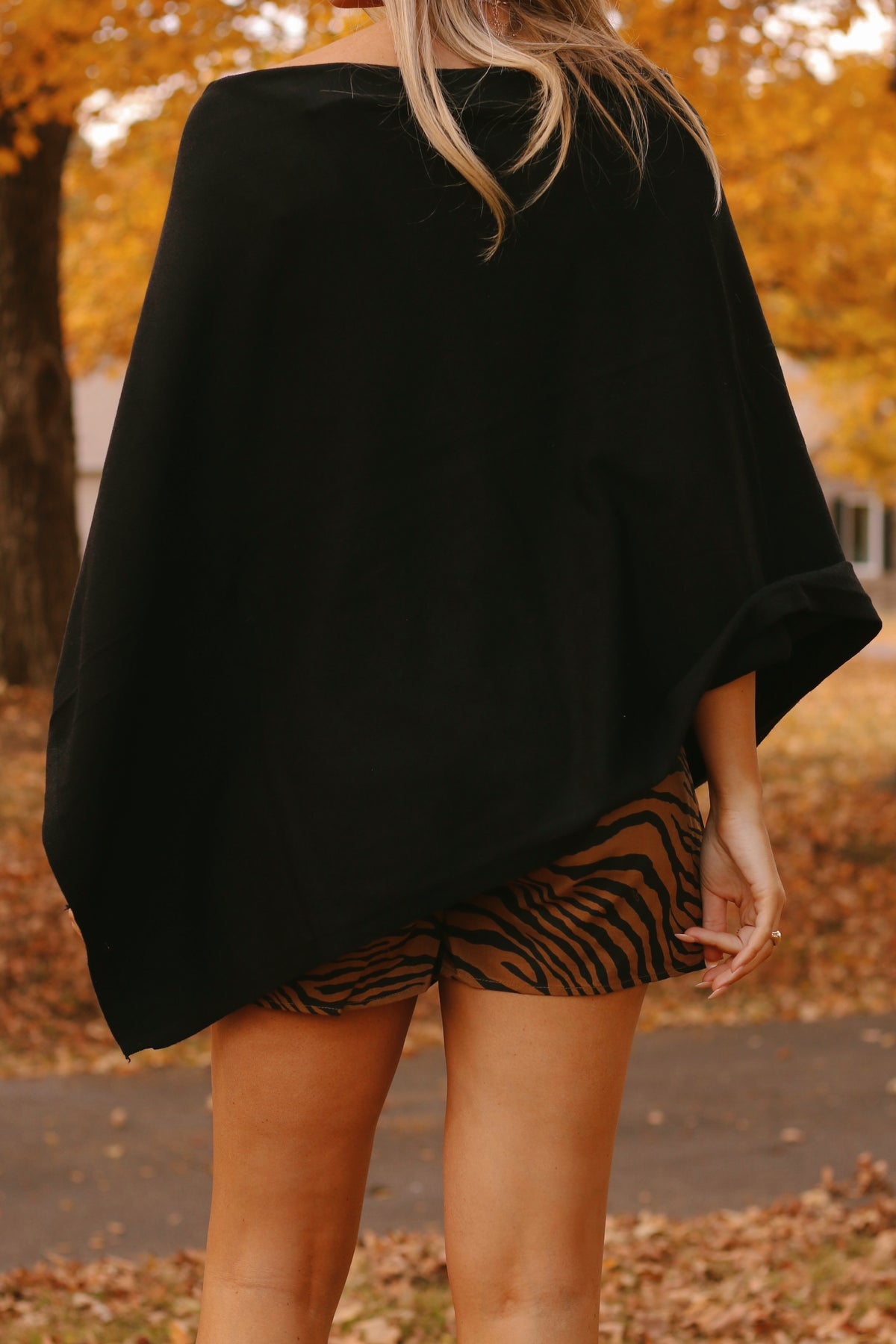 The Tanya Asymmetrical Knit Poncho- Black