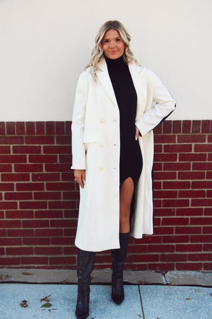 Chi Town Color Block Coat- Black/Ivory