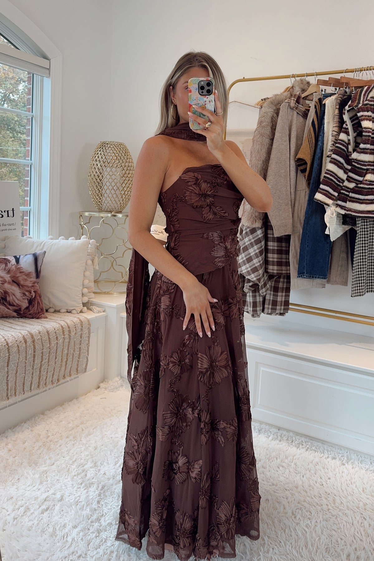 Autumn Vows Maxi Dress- Brown