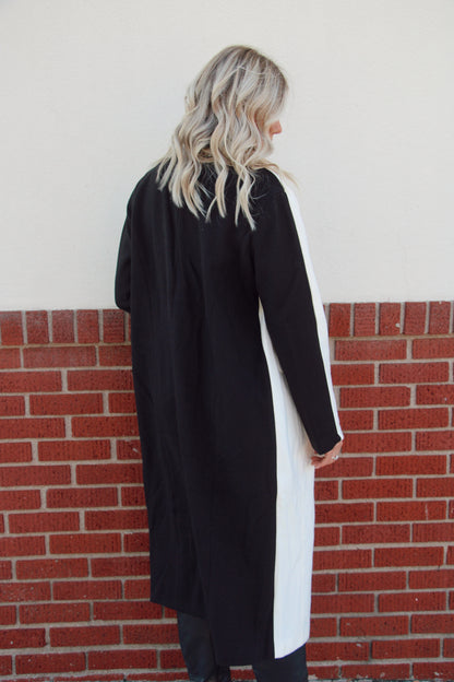 Chi Town Color Block Coat- Black/Ivory